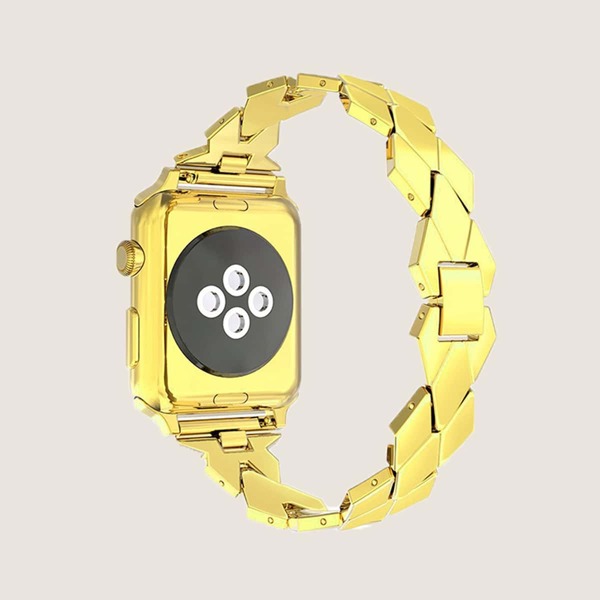 

1pc Rhombus Design iWatch Band, Gold