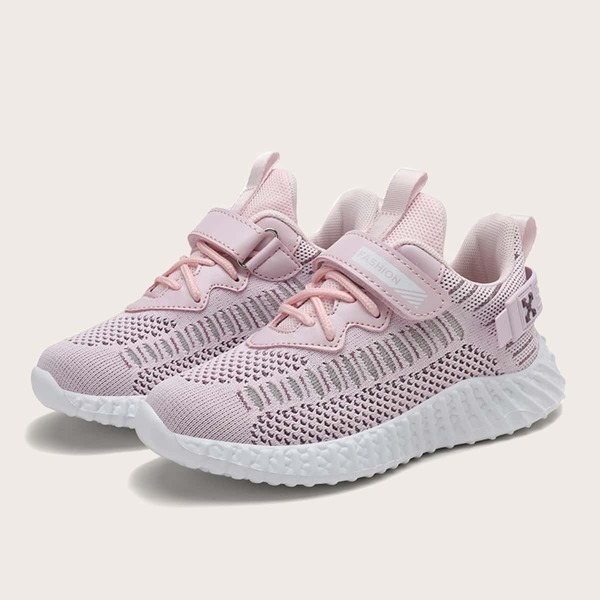 

Kids Lace-up Front Low Top Knit Sneakers, Pink