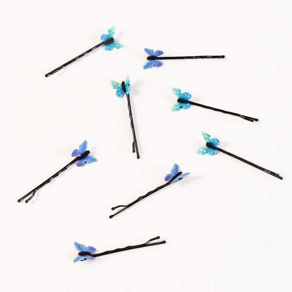 

8pcs Girls Butterfly Decor Bobby Pin, Multicolor