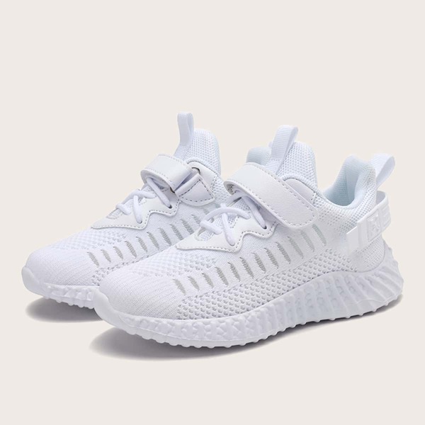 

Kids Lace-up Front Low Top Knit Sneakers, White