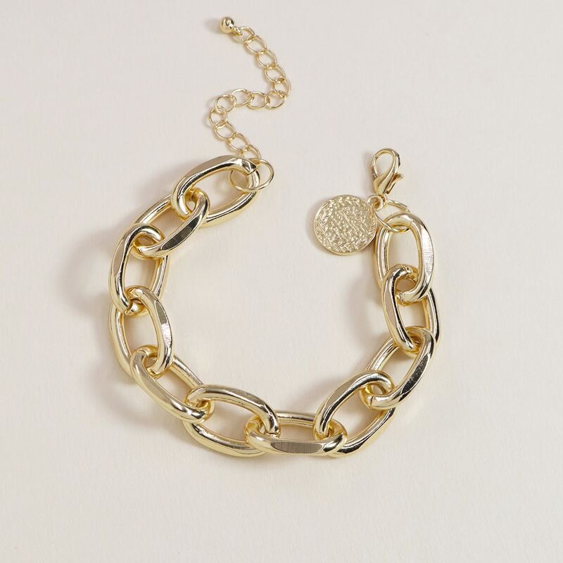 

Guys Round Charm Chain Bracelet, Gold