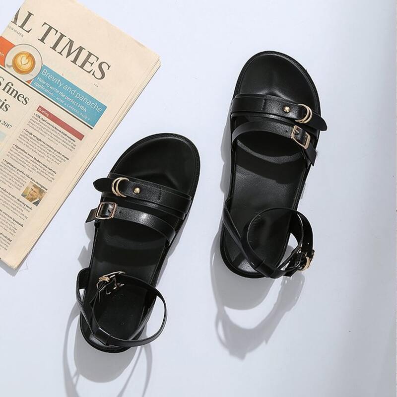 

Buckle Ankle Strap Sandals, Black