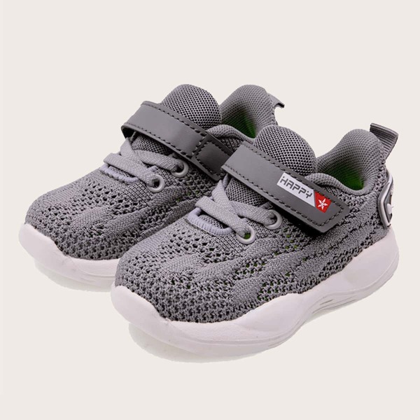 

Toddler Boys Velcro Strap Knit Sneakers, Grey