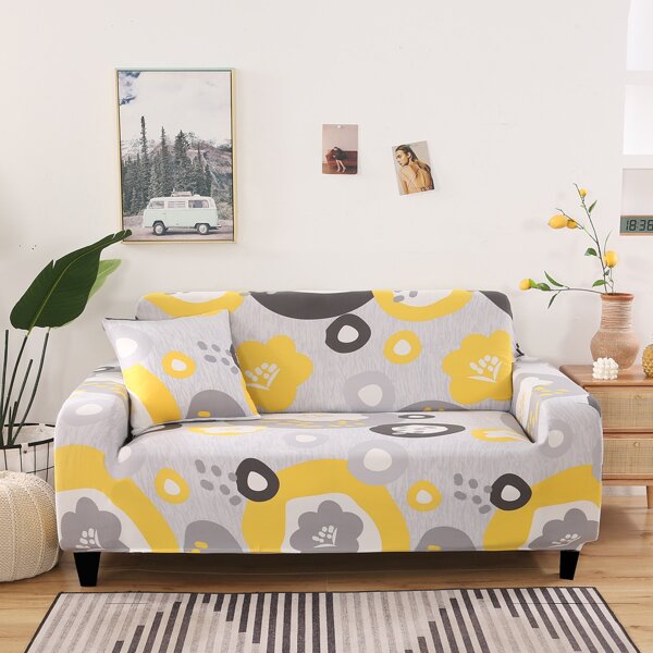 

Flower Print Stretchy Sofa Cover Without Cushion, Multicolor