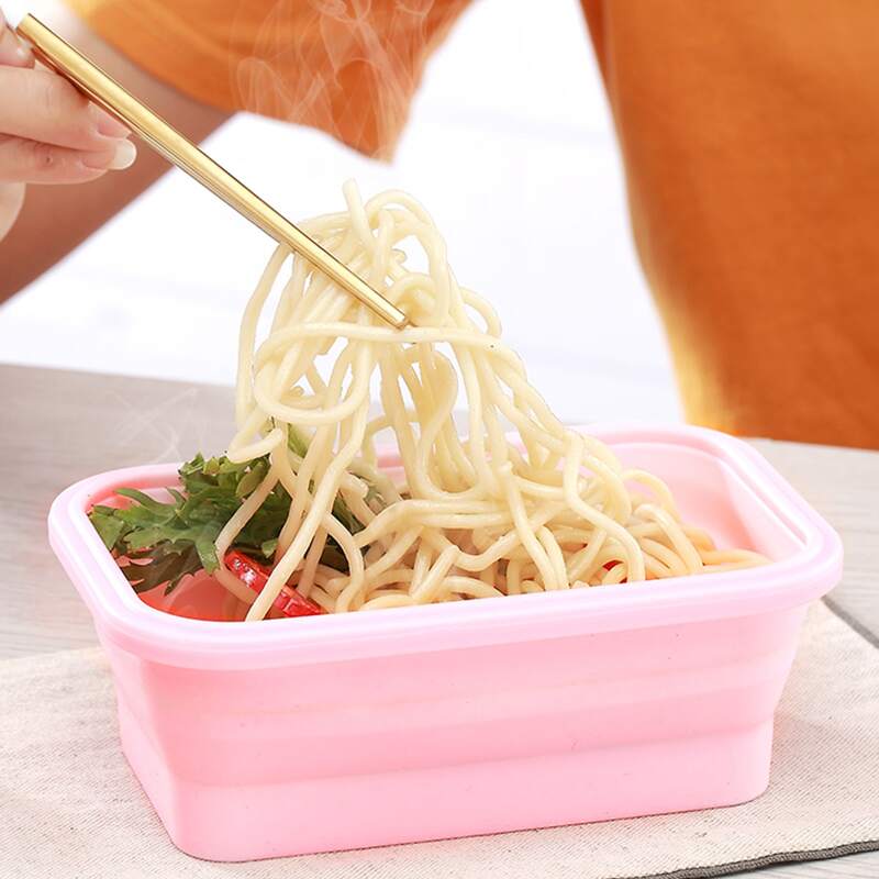 

1pc Silicone Foldable Lunch Box, Multicolor