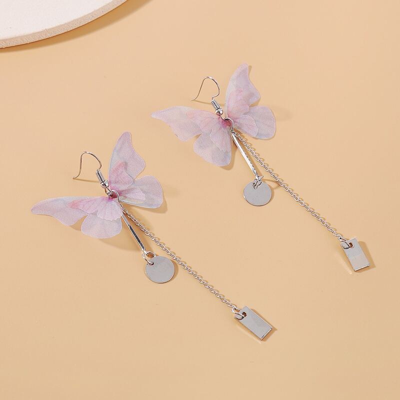 

Butterfly Geometric Drop Earrings, Purple