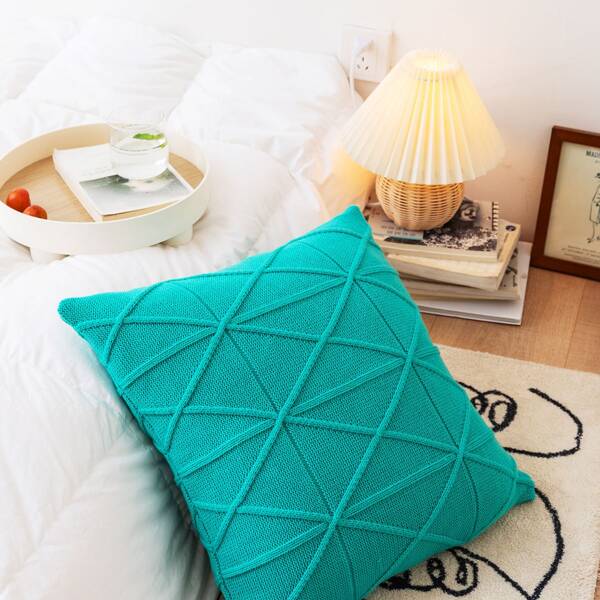 

Solid Knitted Cushion Cover Without Filler, Green