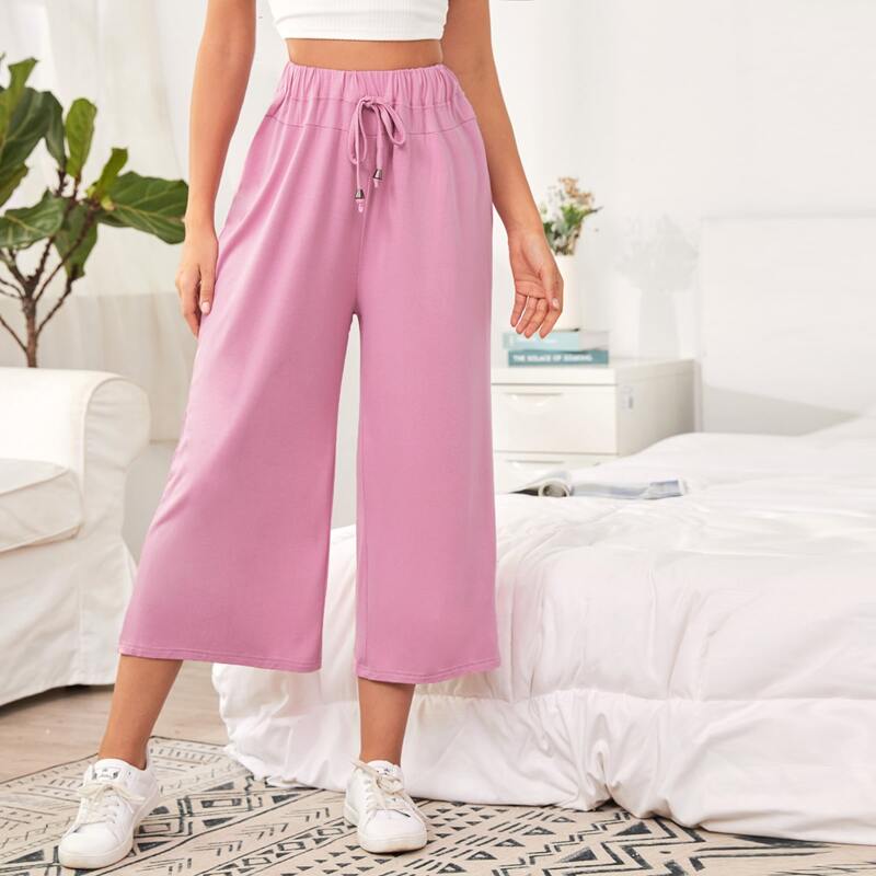 

Knot Front Wide Leg Pants, Lilac purple