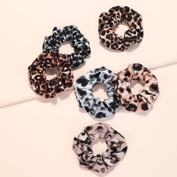 

6pcs Leopard Pattern Scrunchie, Multicolor
