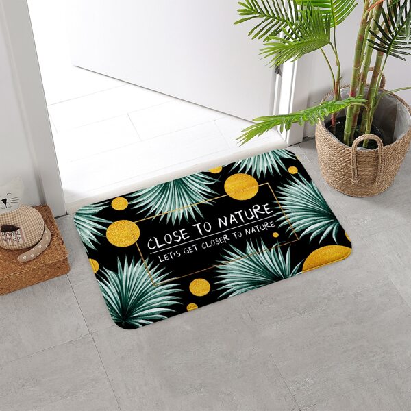 

Leaf Print Floor Mat, Multicolor