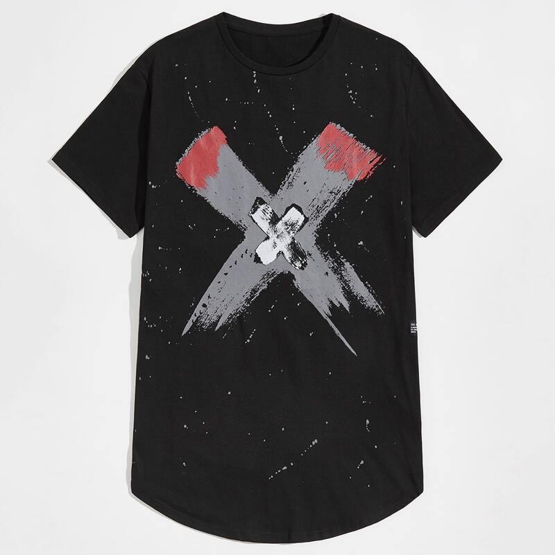 

Guys Round Neck Graphic Tee, Black