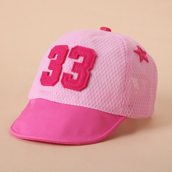 

Toddler Girls Number Embroidery Baseball Cap, Pink