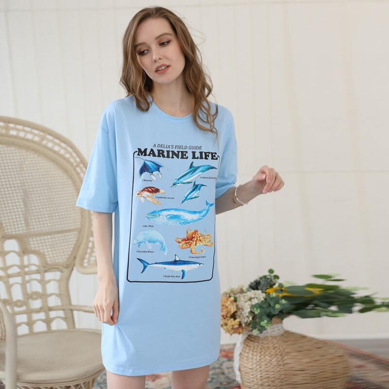 

Animal Print Tee Dress, Baby blue