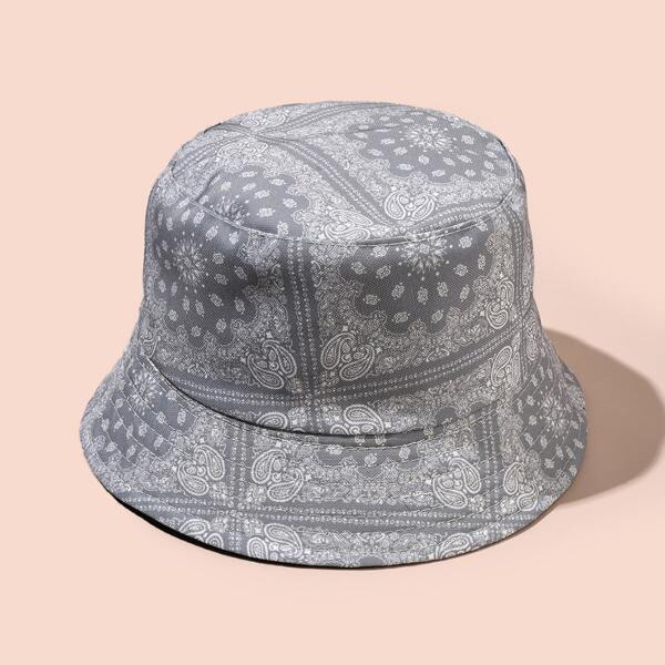 

Paisley Pattern Bucket Hat, Light grey