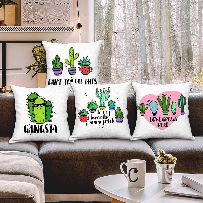

1pc Cactus Print Cushion Cover Without Filler, Multicolor