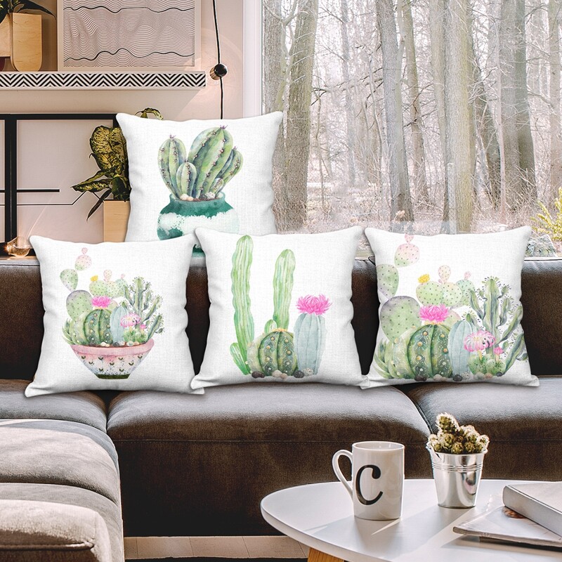 

1pc Cactus Print Cushion Cover Without Filler, Multicolor