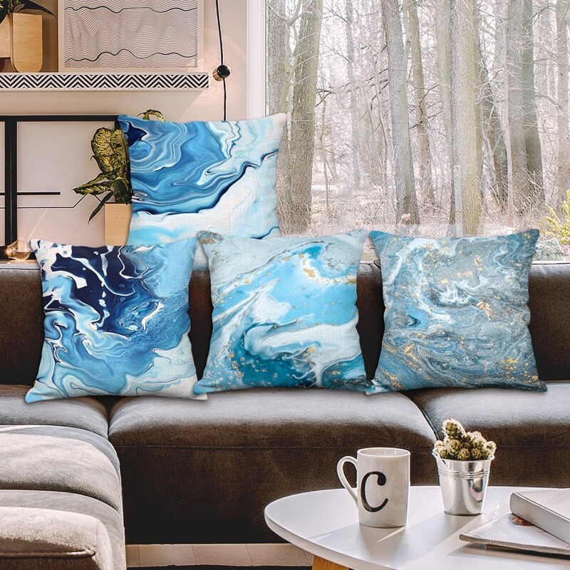 

1pc Marble Pattern Cushion Cover Without Filler, Multicolor