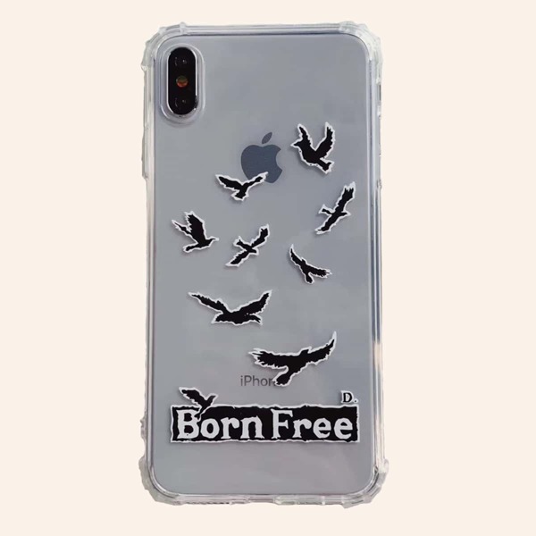 

1pc Bird Print Clear iPhone Case