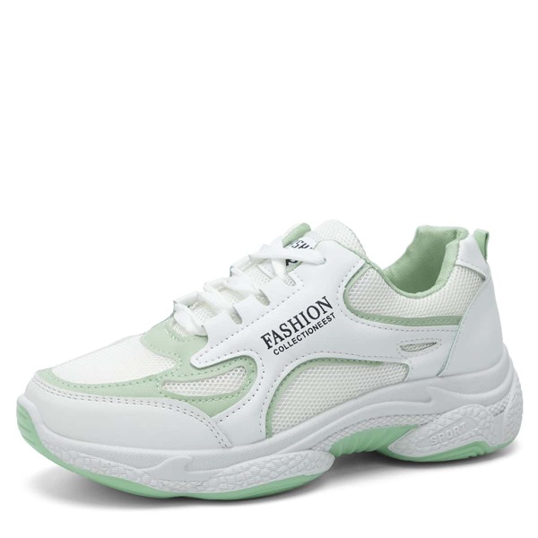 

Lace-up Front Mesh Panel Sneakers, White