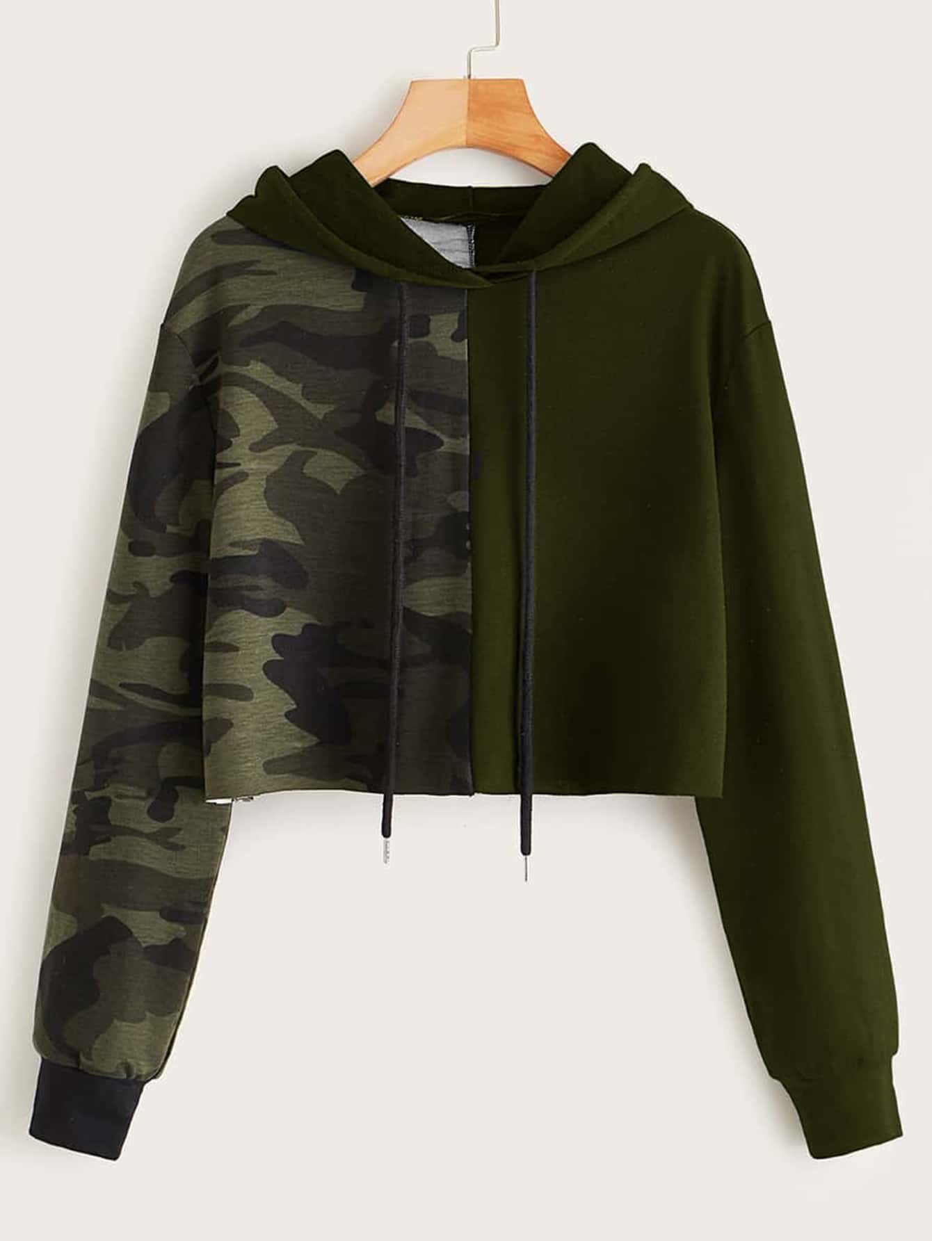 Drawstring Detail Camo Print Hoodie thumbnail