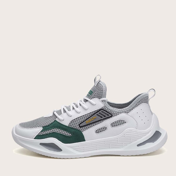 

Men Lace-up Front Mesh Sneakers, Grey
