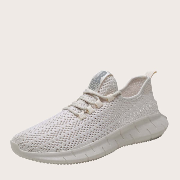

Men Lace-up Front Low Top Sneakers, Beige