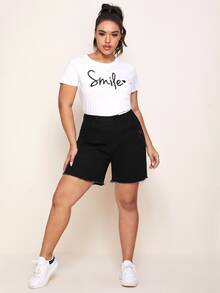 Shorts bermuda mezclilla bajo crudo - Negro - Ver 5