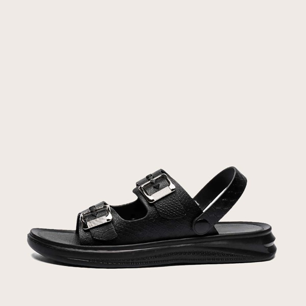 

Men Buckle Decor Sandals, Black