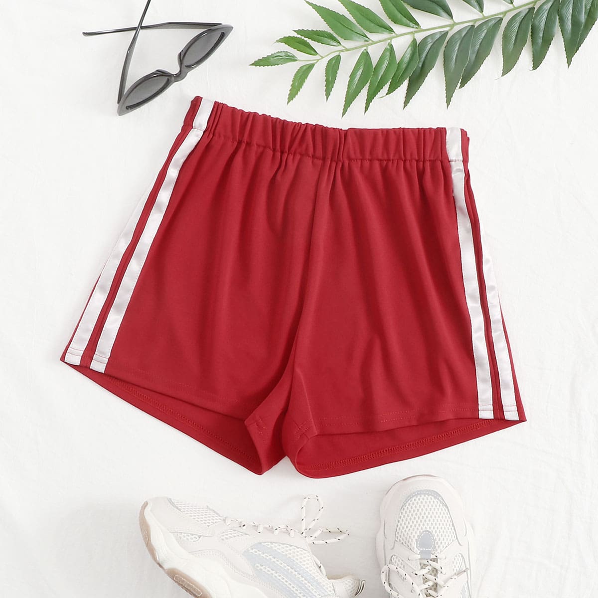 

Striped Side Shorts, Red