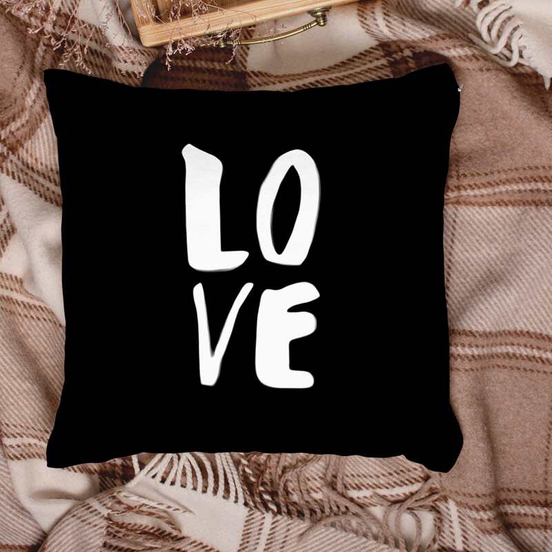 

Letter Graphic Cushion Cover Without Filler, Black and white