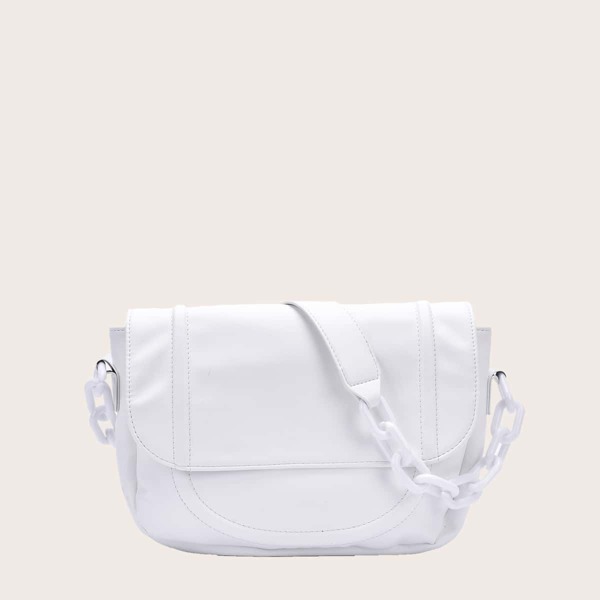 

Minimalist Flap Baguette Bag, White