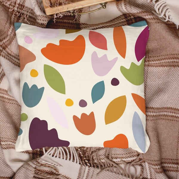 

Flower Print Cushion Cover Without Filler, Multicolor