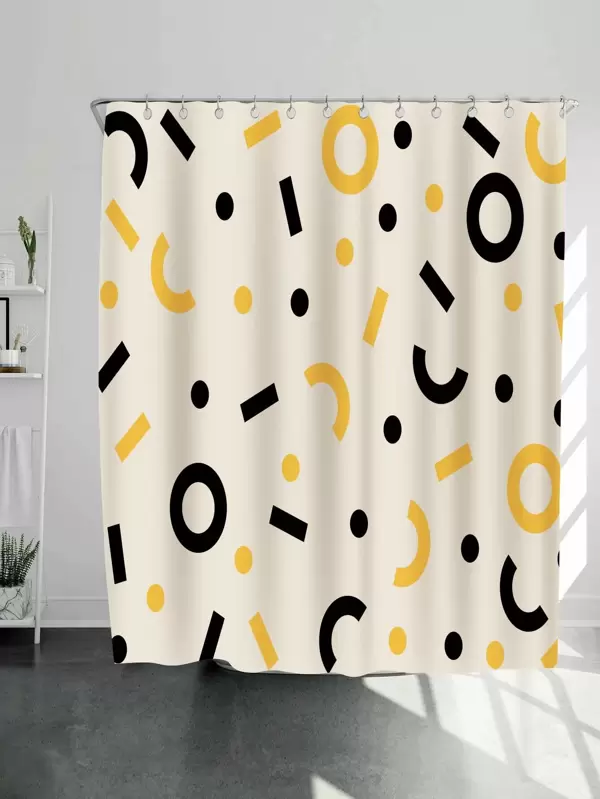 Geometric Pattern Shower Curtain With 12hooks Shein Uk Geometric Pattern Shower Curtain With, Geometric Shower Curtain Uk