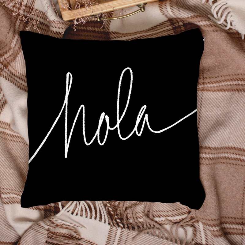 

Letter Graphic Cushion Cover Without Filler, Black and white