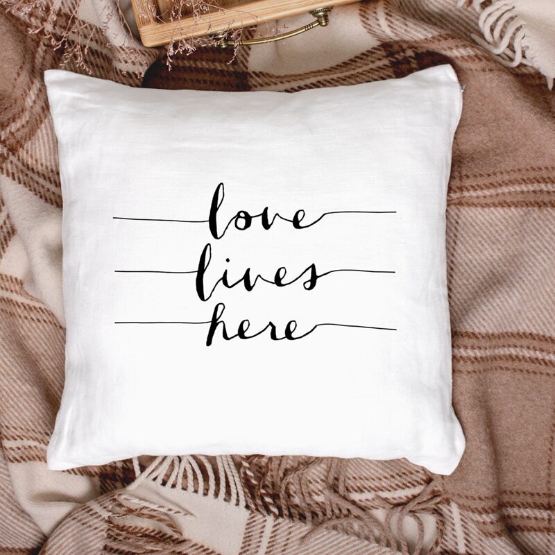 

Letter Graphic Cushion Cover Without Filler, Black and white