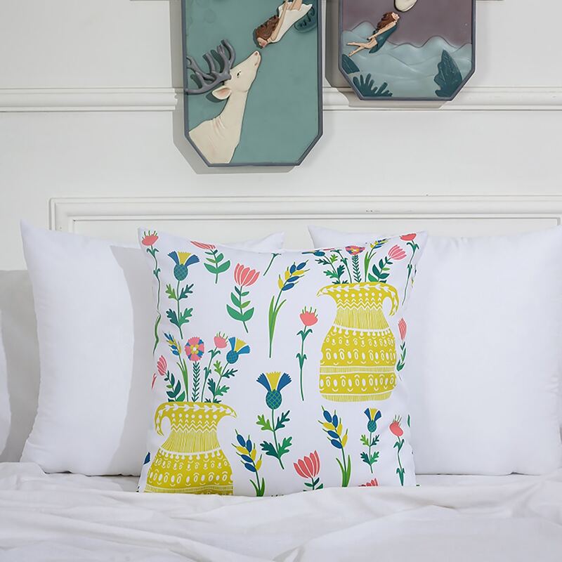 

Flower Print Cushion Cover Without Filler, Multicolor