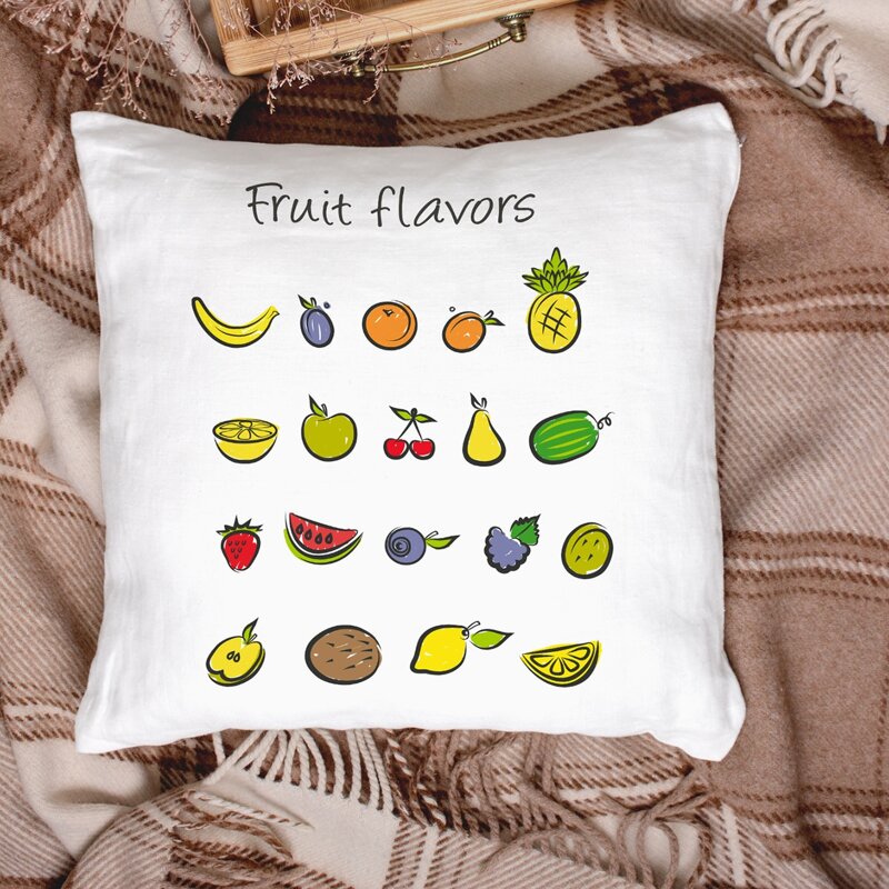 

Fruit Print Cushion Cover Without Filler, Multicolor