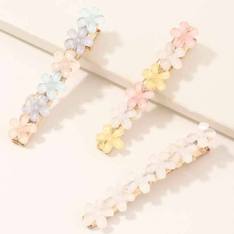 

3pcs Floral Decor Hair Clip, Multicolor
