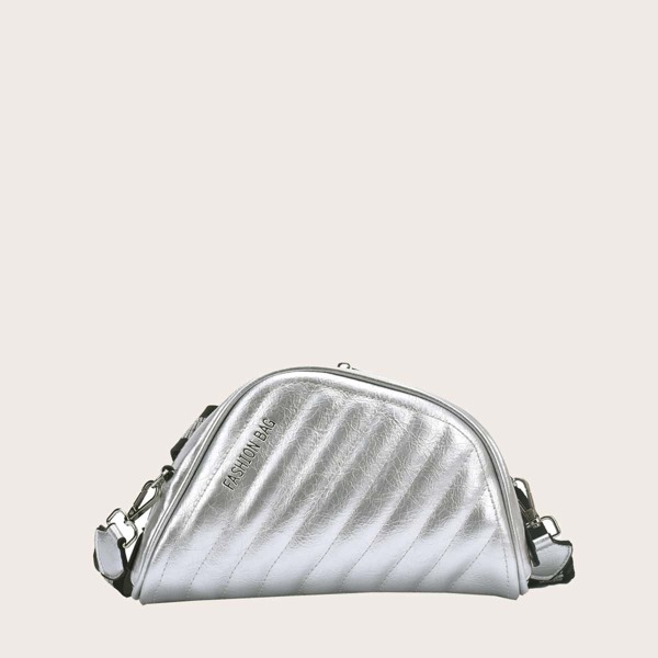 

Metallic Dumplings Shaped Crossbody Bag, Silver