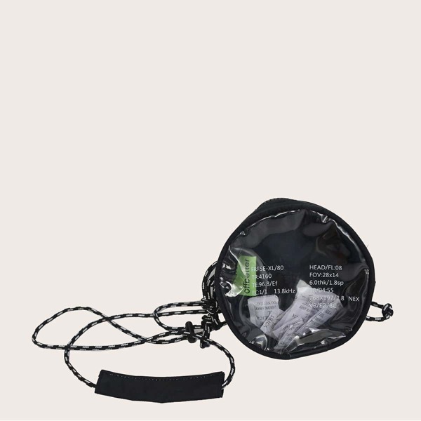 

Mini Clear Letter Graphic Crossbody Bag, Black