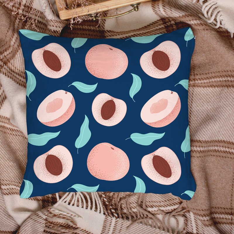 

Peach Print Cushion Cover Without Filler, Multicolor
