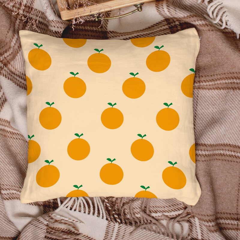 

Orange Print Cushion Cover Without Filler, Multicolor