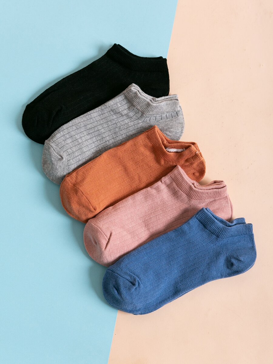 5pairs Solid Socks - Multicolor - View 1