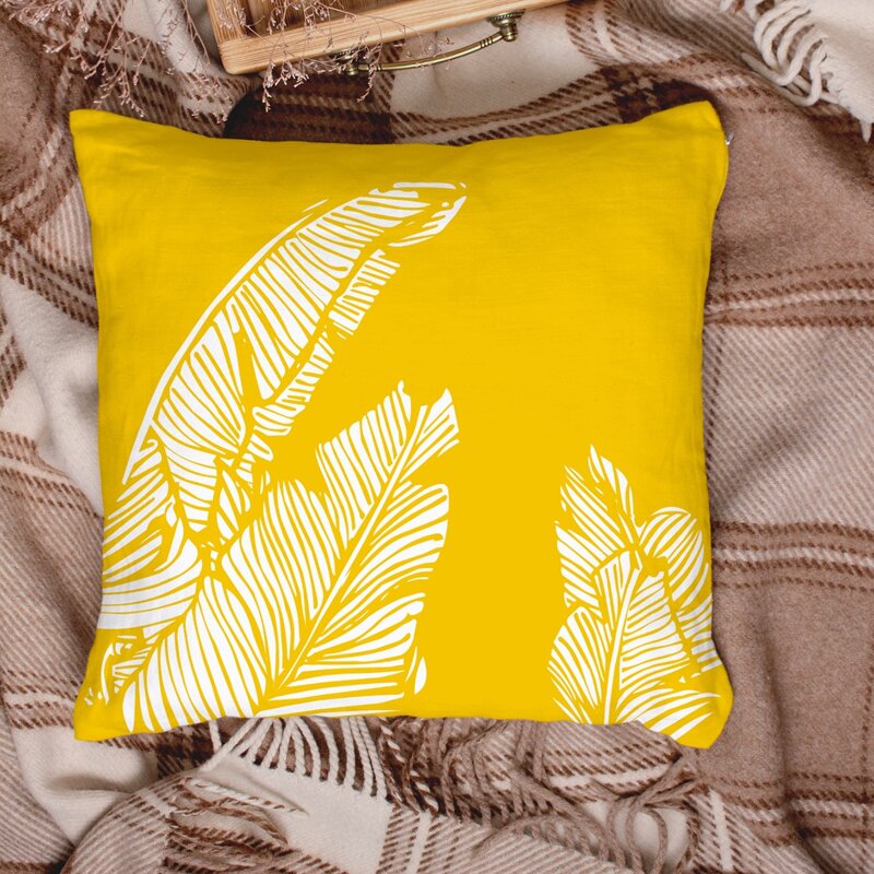 

Leaf Print Cushion Cover Without Filler, Multicolor
