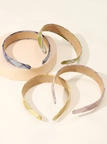 Elegante conjunto de 4 cintas para pelo con patrón de cuadros - Multicolor - Ver 2