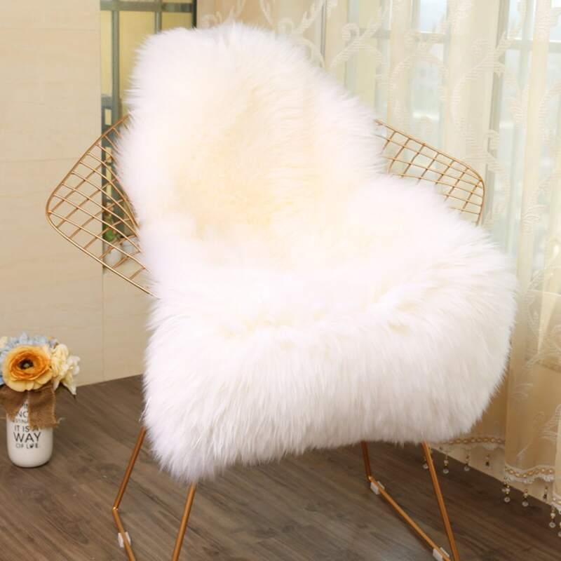 

1pc Plain Faux Fur Carpet, White