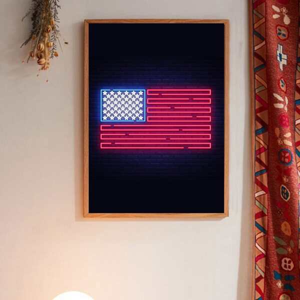 

Flag Print Wall Painting Without Frame, Multicolor