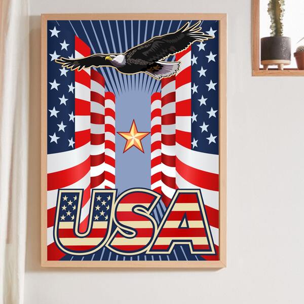 

Flag Print Wall Painting Without Frame, Multicolor