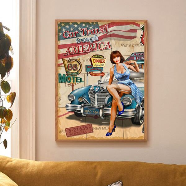 

Flag Print Wall Painting Without Frame, Multicolor