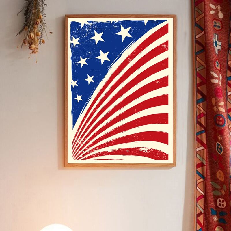 

Star Print Wall Painting Without Frame, Multicolor